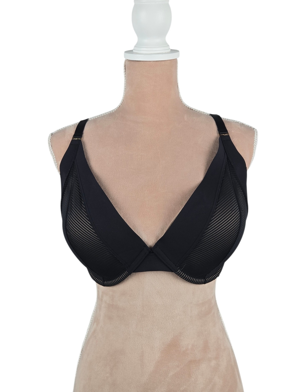 ThirdLove Shadow Stripe Plunge Bra Black Size 36E